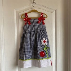 Rare Editions Gingham Lady Bug Dress (3T)